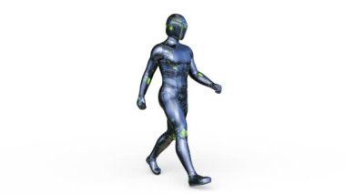 Yürüyen bir siber adamın 3 boyutlu canlandırması
