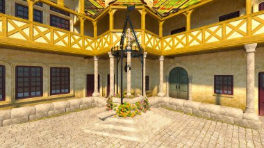 Mozaik desenli çatıların 3 boyutlu yansıması