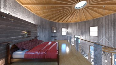 Çift katlı dairenin 3B görüntülemesi