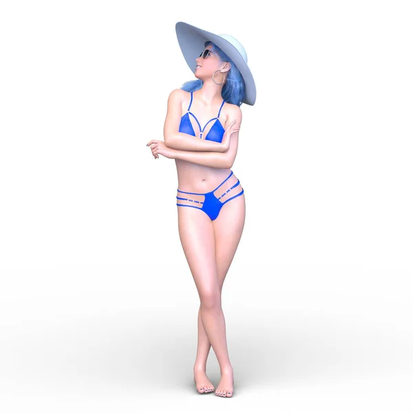 Rendering Una Donna Bikini — Foto Stock