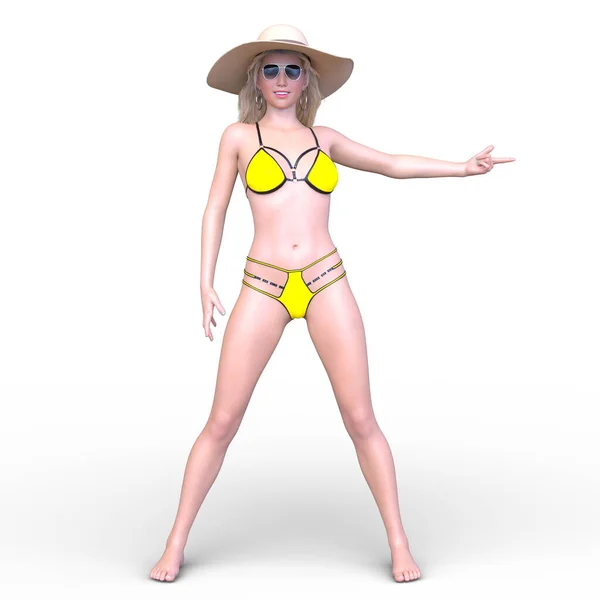 Darstellung Einer Frau Bikini — Stockfoto