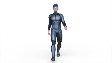 Yürüyen bir siber adamın 3 boyutlu canlandırması