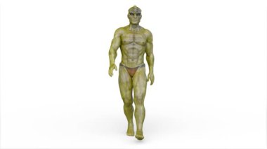 3D rendering of a walking muscle hero