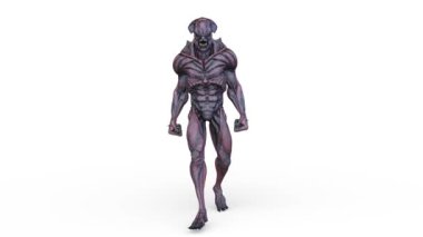 3D rendering of a walking male alien