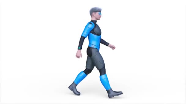 Rendering Walking Cyber Man — Stock Video