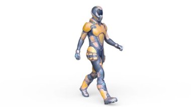 Yürüyen bir siber adamın 3 boyutlu canlandırması