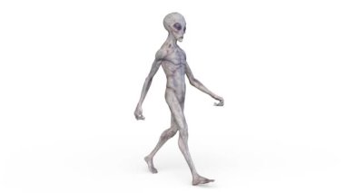 3D rendering of a walking male alien