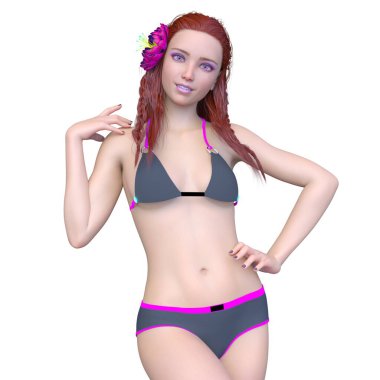 Bikinili bir kadının 3B görüntüsü