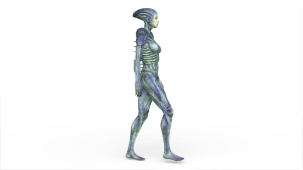 Rendering Walking Female Alien — Stock Video