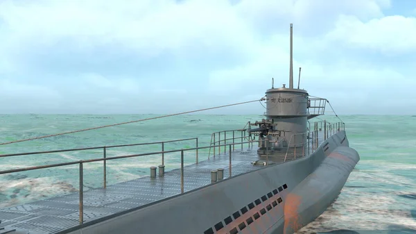 潜水艦の3Dレンダリング — ストック写真
