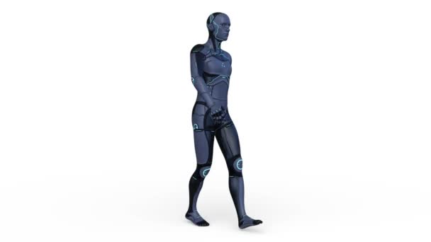 Renderização Cyborg Macho Ambulante — Vídeo de Stock
