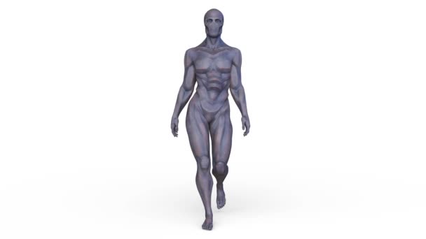 歩行男性のサイボーグの3Dレンダリング — ストック動画