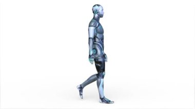 Yürüyen bir erkek sayborgun 3 boyutlu tasviri