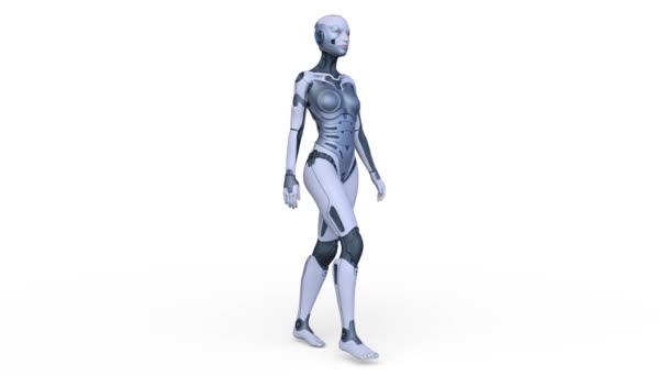 Rendering Walking Female Cyborg — Stock Video