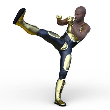 Bir dövüş sanatçısının 3 boyutlu canlandırması