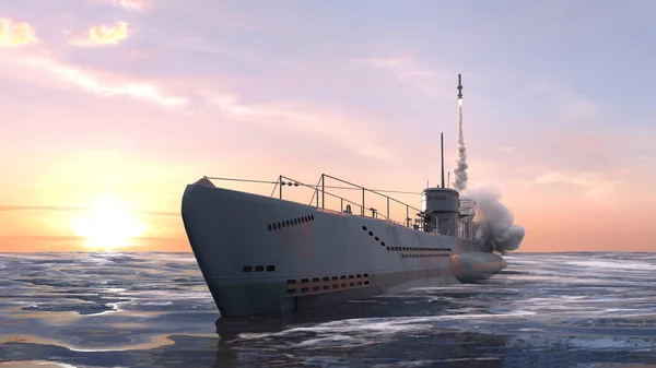 Rendering Del Sottomarino Missilistico Balistico — Foto Stock