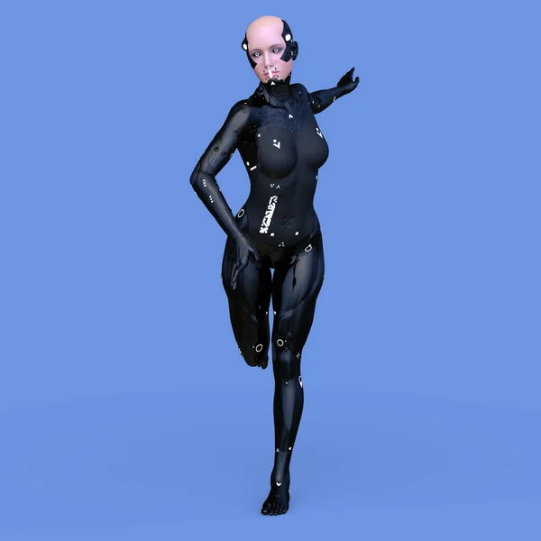 Rendering Cyborg Femminile — Foto Stock