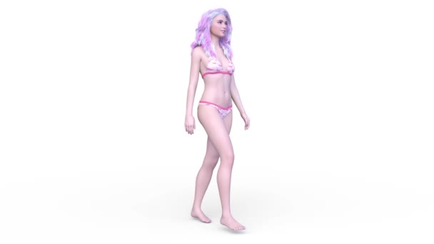 Renderelés Egy Sétáló Bikini — Stock videók