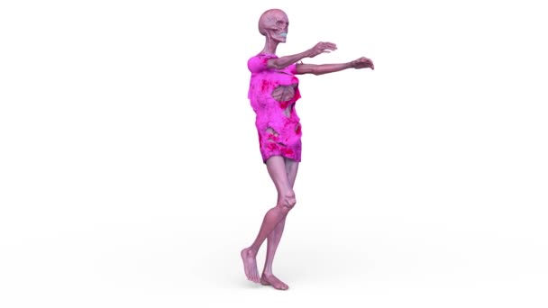 歩行女性ゾンビの3Dレンダリング — ストック動画