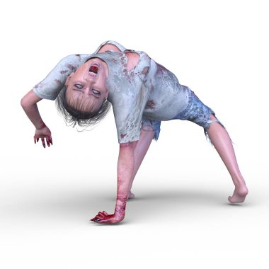 3 boyutlu dişi zombi tasviri