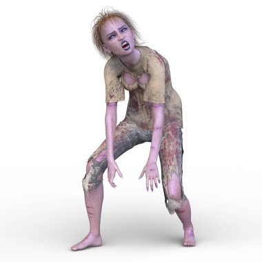 3 boyutlu dişi zombi tasviri