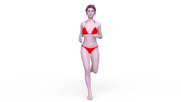 Renderowanie Biegającej Kobiety Bikini — Wideo stockowe
