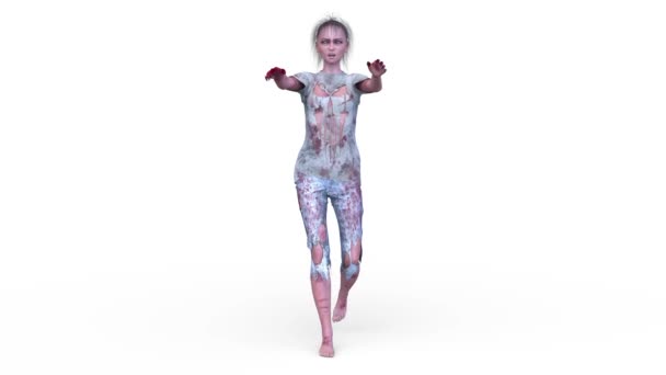 Representación Una Mujer Zombi Caminante — Vídeos de Stock