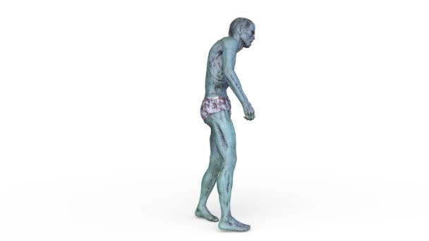 Yürüyen Bir Erkek Zombinin Boyutlu Canlandırması — Stok video