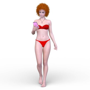 Bikinili bir kadının 3B görüntüsü