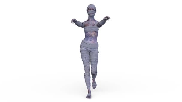 歩くミイラの女性の3Dレンダリング — ストック動画