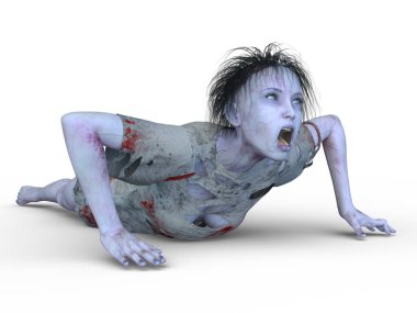 3 boyutlu dişi zombi tasviri