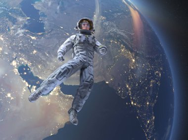 Bir erkek astronotun 3 boyutlu canlandırması