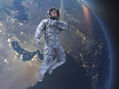 Bir erkek astronotun 3 boyutlu canlandırması