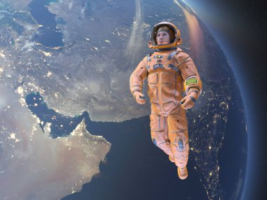 Bir erkek astronotun 3 boyutlu canlandırması