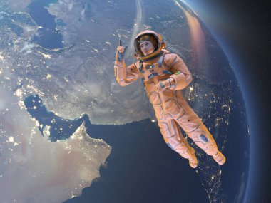 Bir erkek astronotun 3 boyutlu canlandırması