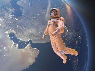 Bir erkek astronotun 3 boyutlu canlandırması