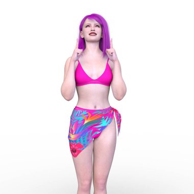 Bikinili bir kadının 3B görüntüsü