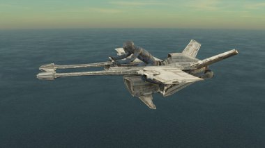 3D rendering of a cyber man rider