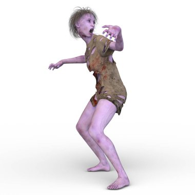 3 boyutlu dişi zombi tasviri