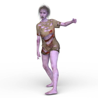 3 boyutlu dişi zombi tasviri