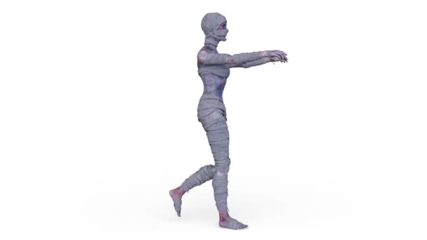 歩くミイラの女性の3Dレンダリング — ストック動画