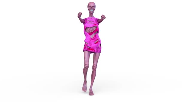 Representación Una Mujer Esqueleto Caminando — Vídeos de Stock