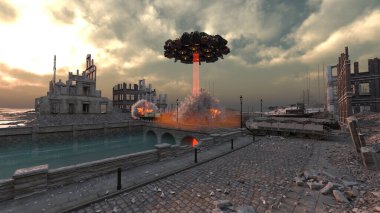 Uzay gemisinin saldırısına uğrayan şehirlerin 3D görüntülenmesi