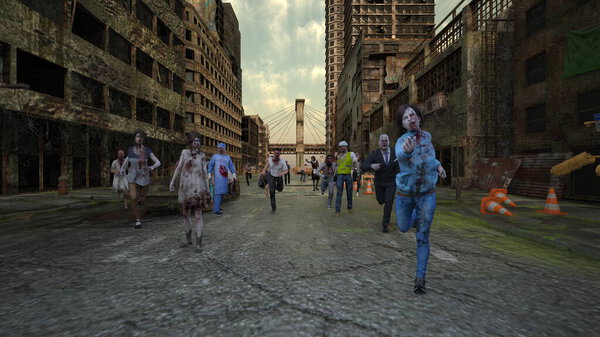3D rendering of the zombies town