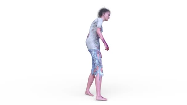 Representación Una Mujer Zombi Caminante — Vídeos de Stock