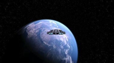 Bir uzay gemisinin ve Dünya 'nın 3 boyutlu canlandırması