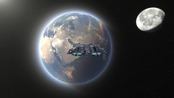 Рендеринг Космического Корабля Земли — стоковое видео