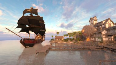 Bir yelkenlinin 3D görüntüsü