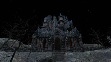 3D rendering of the eerie mansion clipart