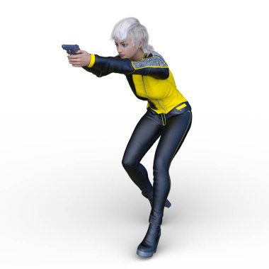 bir kadın savaşçı 3D render